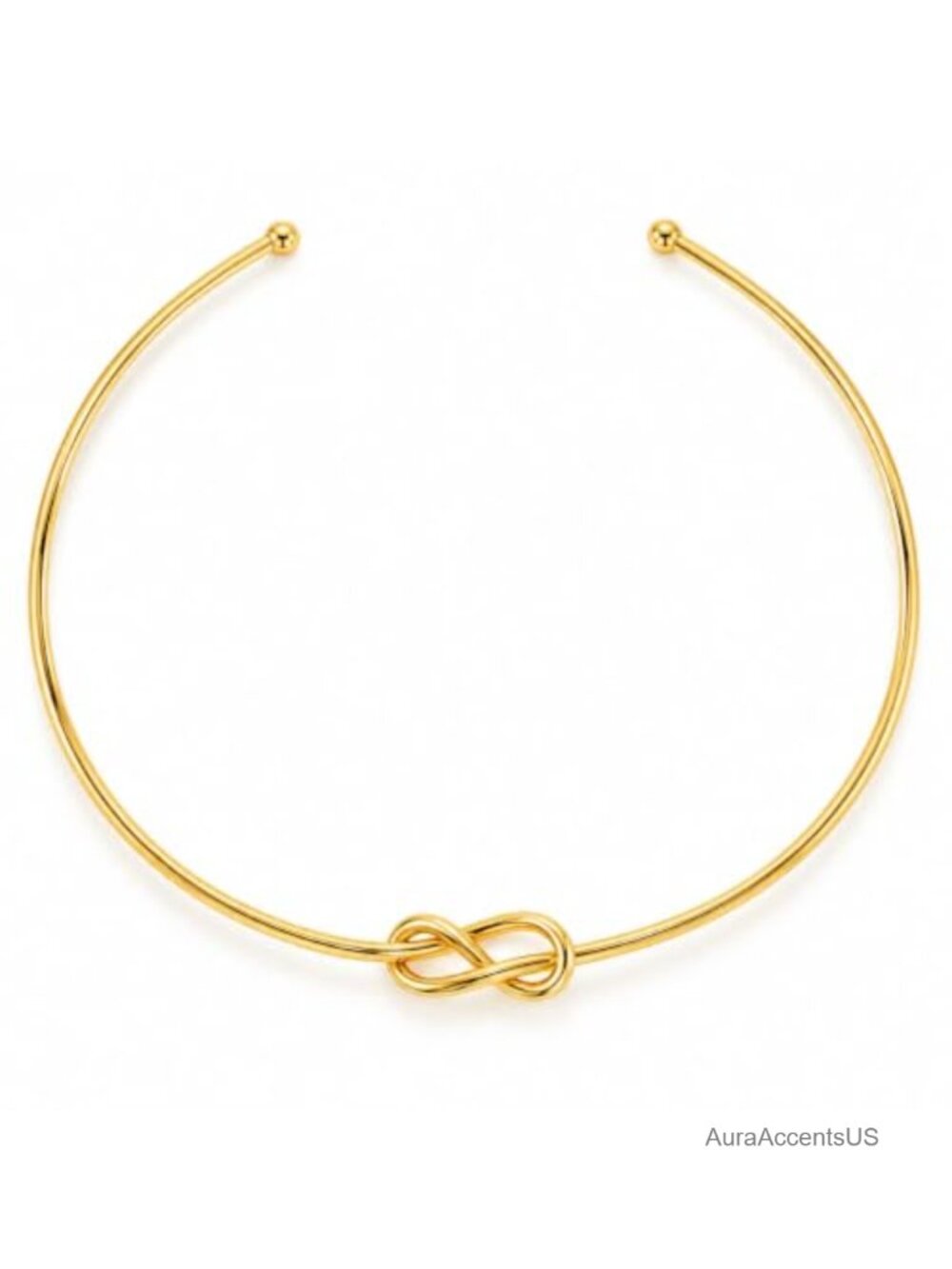 Gold Tone Knot Collar Necklace Lobster Clasp Modern Statement Jewelry
